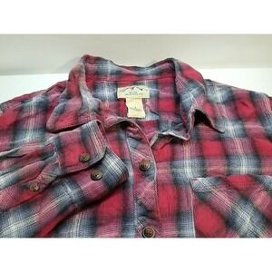 Blue Mountain Womens Plaid Long Sleeve Button Up Shirt Small